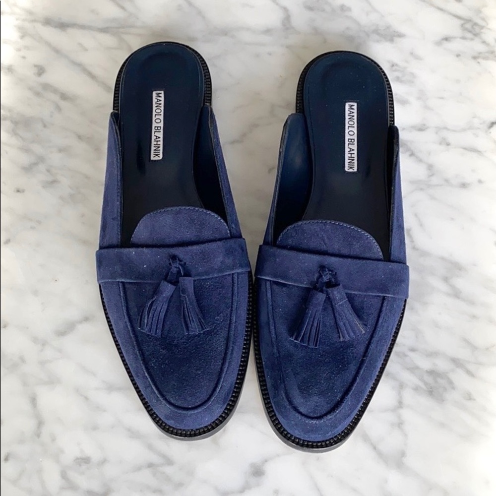 Manolo Blue Suede Loafers / Sz 41 (US 10)